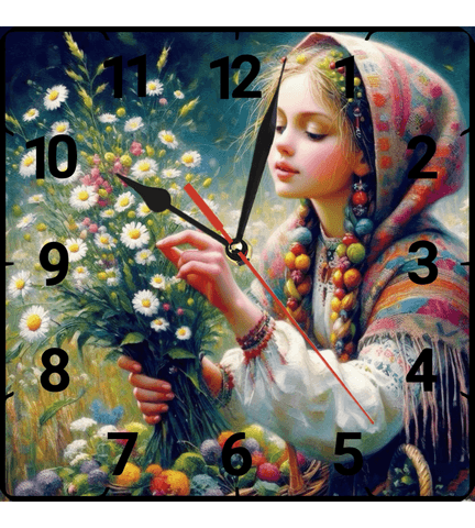 Kır çiçeği vintage baskı metal hediyelim dekoratif kaliteli duvar saati