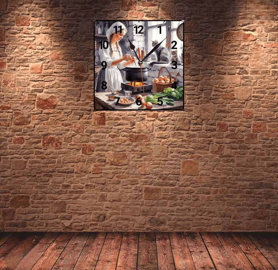 Mutfak vintage baskı metal hediyelim dekoratif kaliteli duvar saati