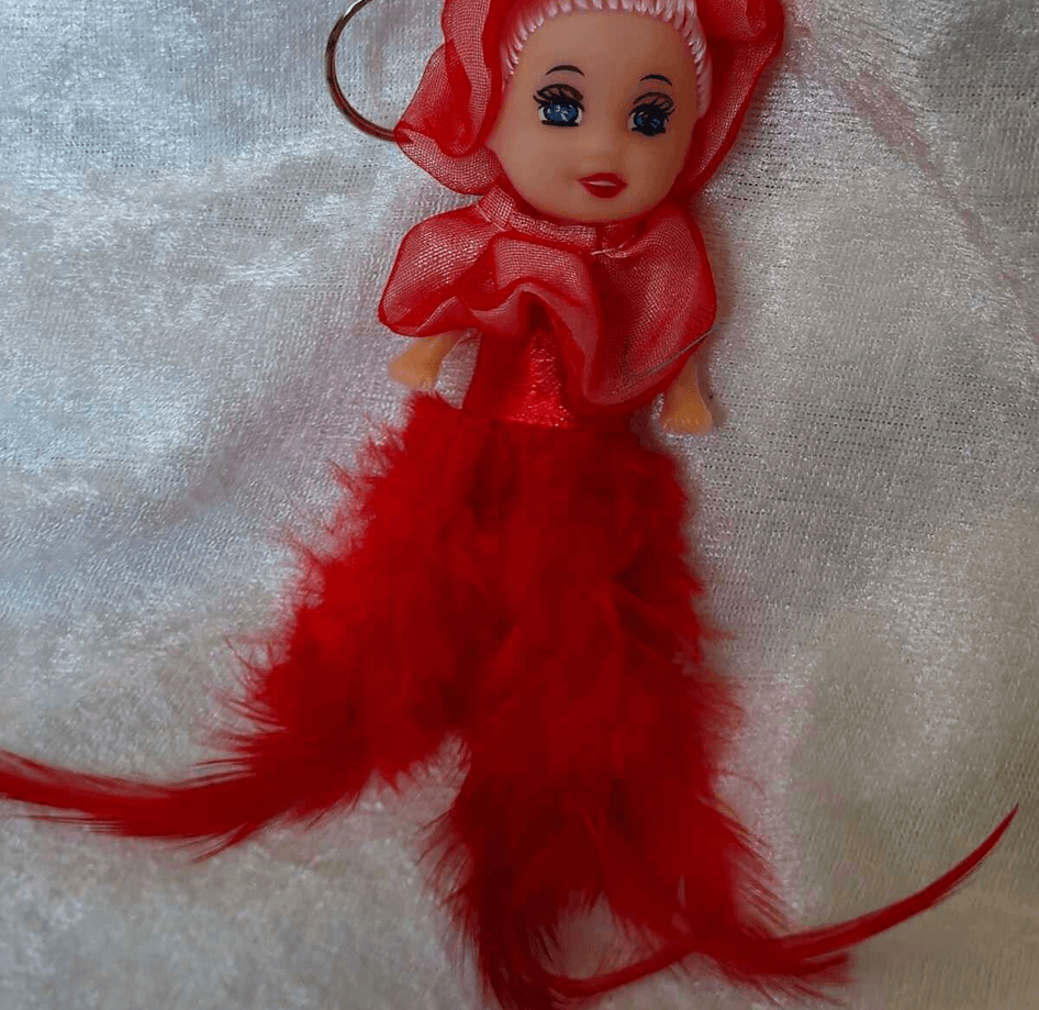 silikon kırmızı tüğlü bebek lüks anahtarlık çanta aksesuar