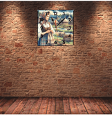 Göl evi vintage baskı metal hediyelim dekoratif kaliteli duvar saati