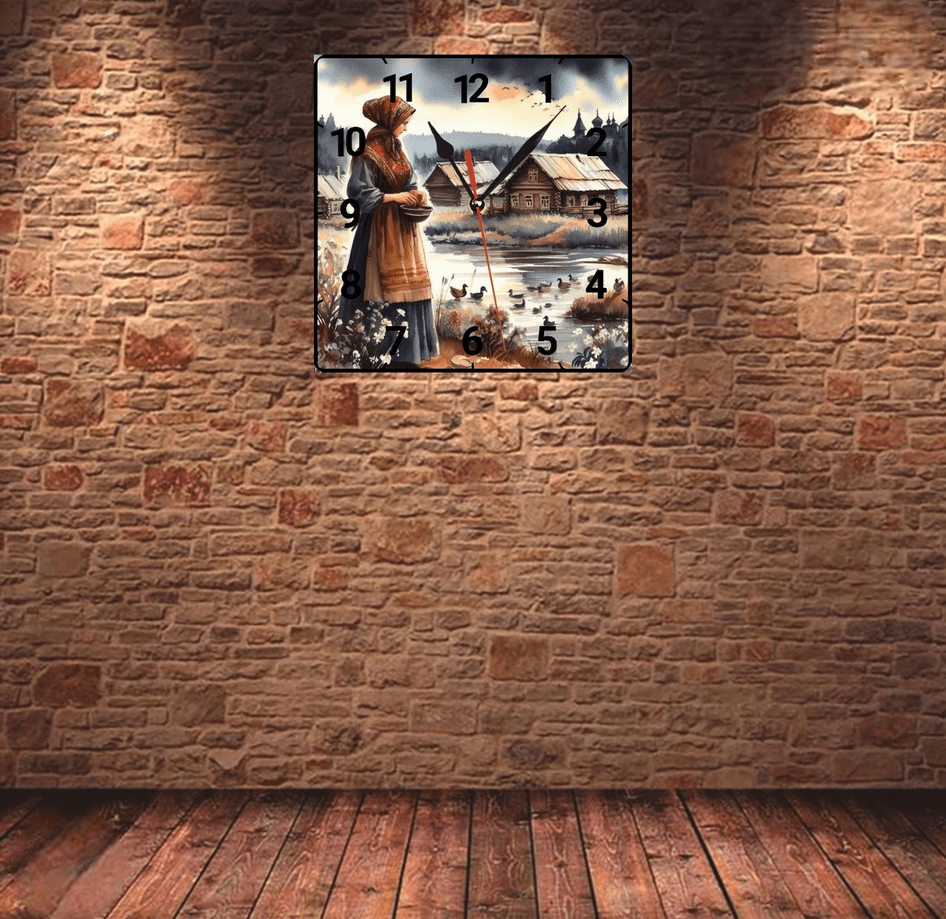 Göl evi vintage baskı metal hediyelim dekoratif kaliteli duvar saati