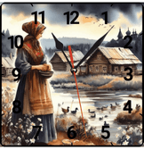 Göl evi vintage baskı metal hediyelim dekoratif kaliteli duvar saati