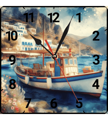 Balıkçı kasabası vintage baskı metal hediyelim dekoratif kaliteli duvar saati