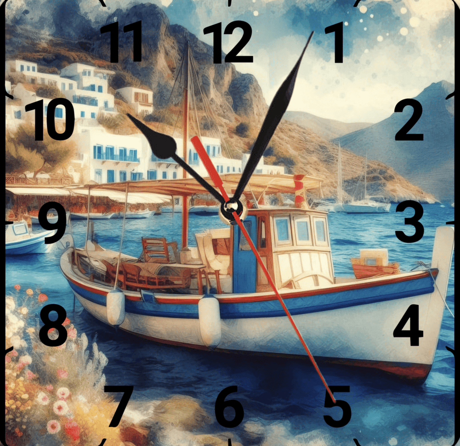 Balıkçı kasabası vintage baskı metal hediyelim dekoratif kaliteli duvar saati