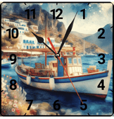 Balıkçı kasabası vintage baskı metal hediyelim dekoratif kaliteli duvar saati