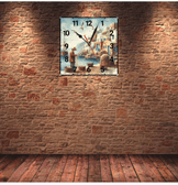 Balıkçı kasabası vintage baskı metal hediyelim dekoratif kaliteli duvar saati