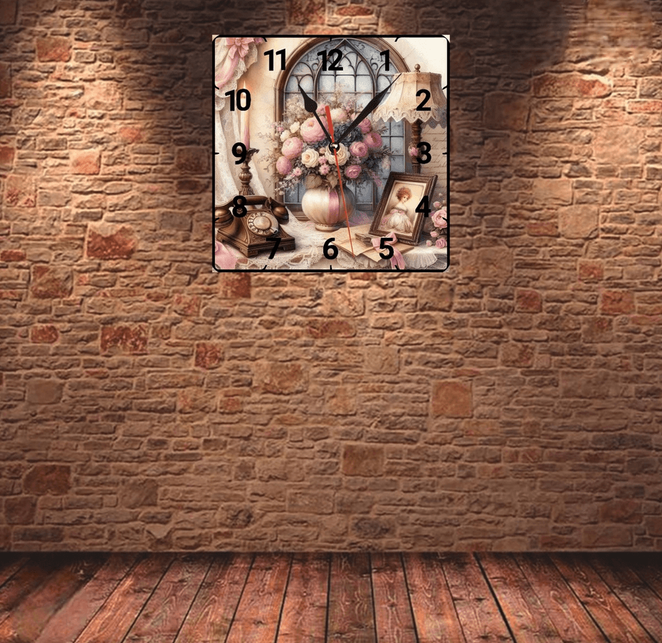 Vazodaki çiçekler vintage baskı metal hediyelim dekoratif kaliteli duvar saati