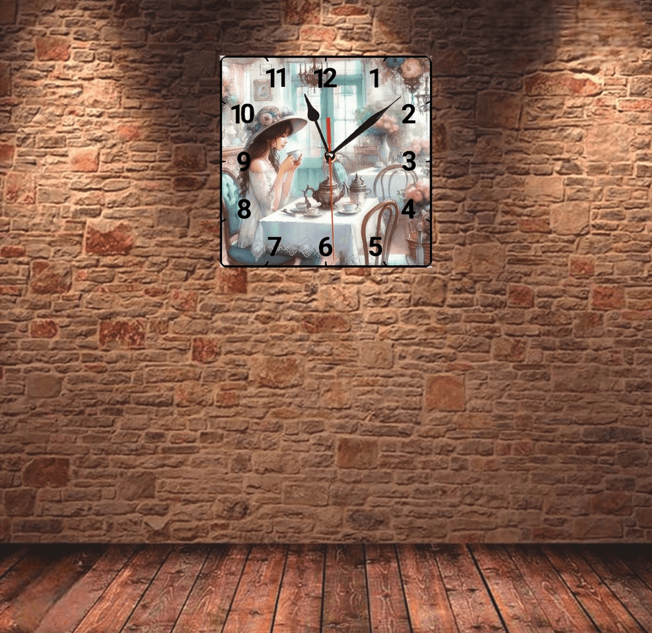 Çay keyfi vintage baskı metal hediyelim dekoratif kaliteli duvar saati