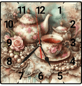 Çay keyfi vintage baskı metal hediyelim dekoratif kaliteli duvar saati