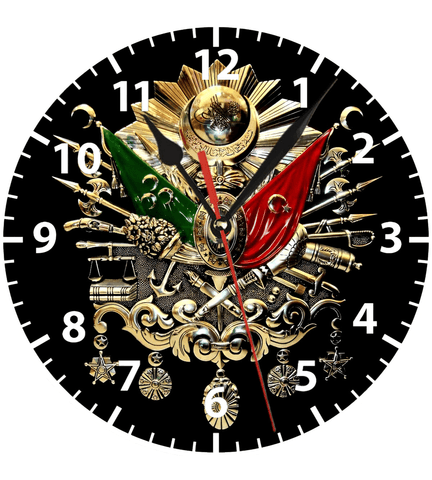 Osmanlı arması baskı metal duvar saati hediyelik ev dekorasyon