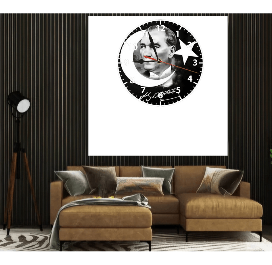 Mustafa Kemal ATATÜRK baskı metal duvar saati hediyelik ev dekorasyon
