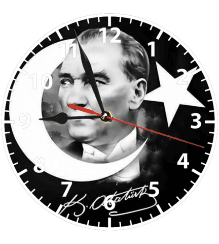 Mustafa Kemal ATATÜRK baskı metal duvar saati hediyelik ev dekorasyon