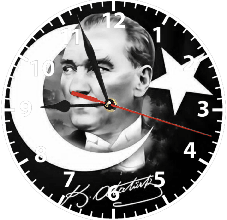 Mustafa Kemal ATATÜRK baskı metal duvar saati hediyelik ev dekorasyon