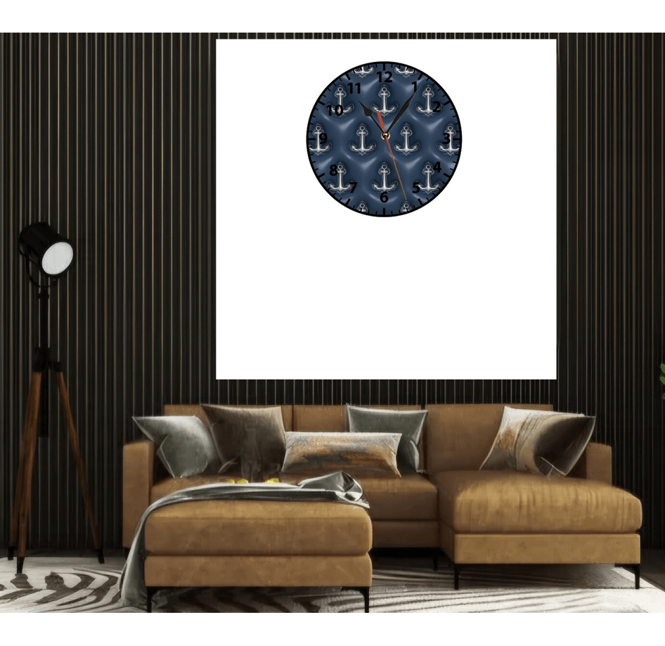 Denizci çapa baskı metal duvar saati hediyelik ev dekorasyon