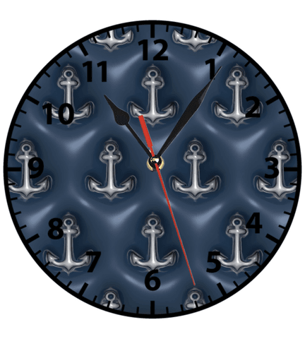 Denizci çapa baskı metal duvar saati hediyelik ev dekorasyon