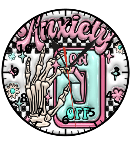 ANXIETY baskı metal duvar saati hediyelik ev dekorasyon