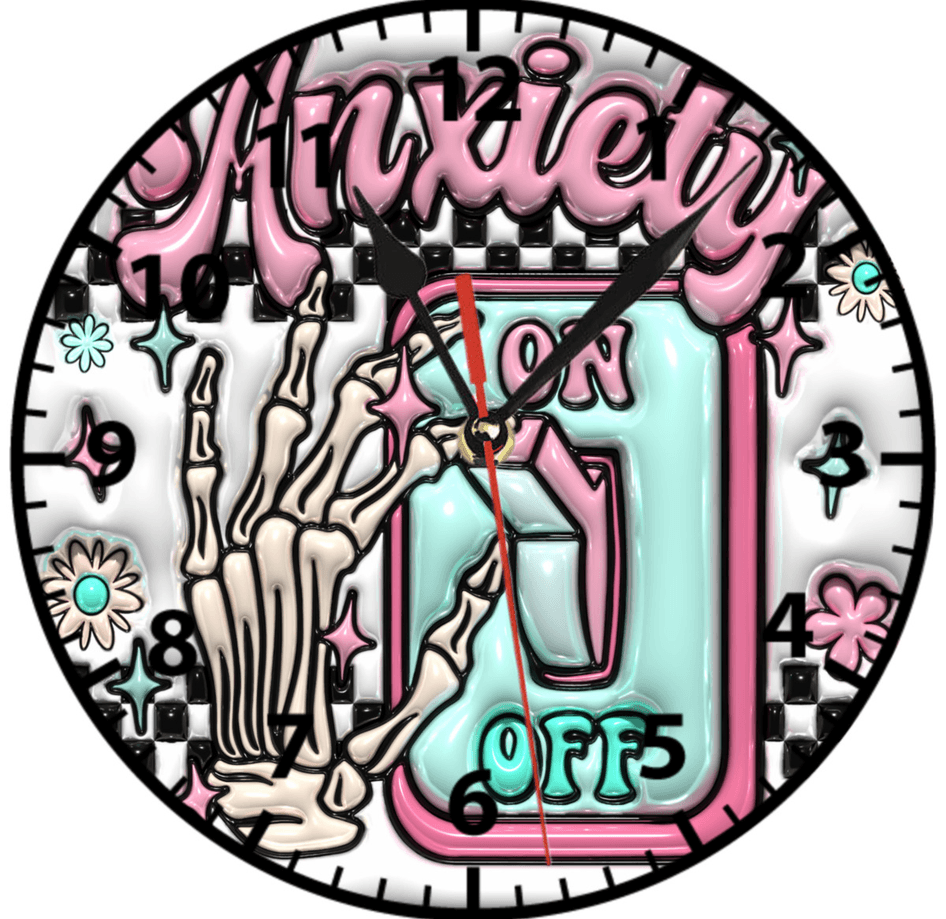 ANXIETY baskı metal duvar saati hediyelik ev dekorasyon