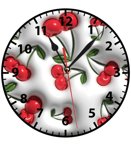 Kırmızı kirazlar baskı metal duvar saati hediyelik ev dekorasyon