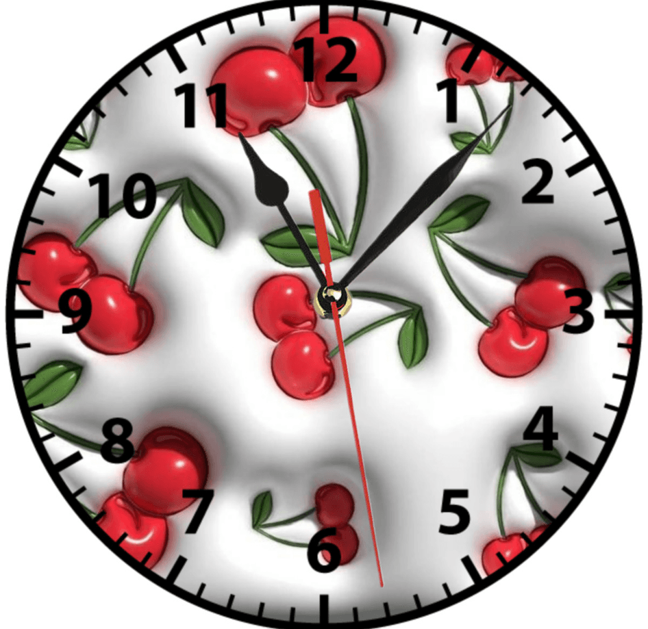 Kırmızı kirazlar baskı metal duvar saati hediyelik ev dekorasyon