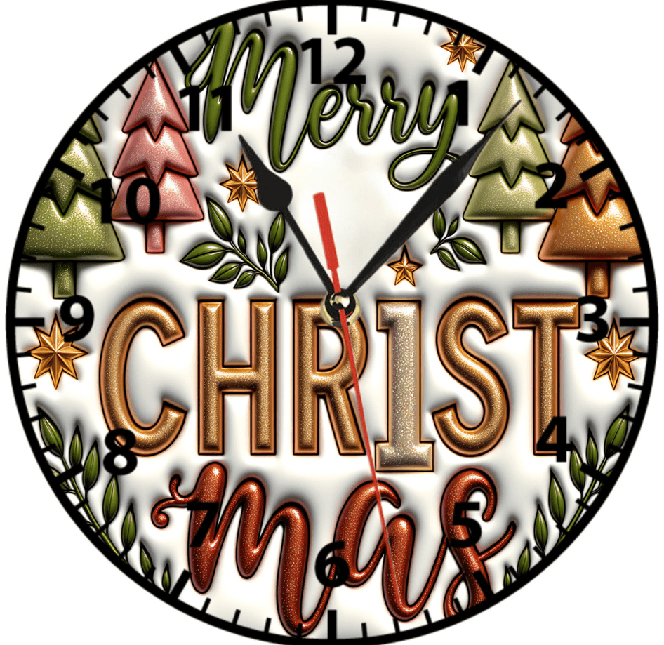 Christmas yılbaşı noel baskı metal duvar saati hediyelik ev dekorasyon