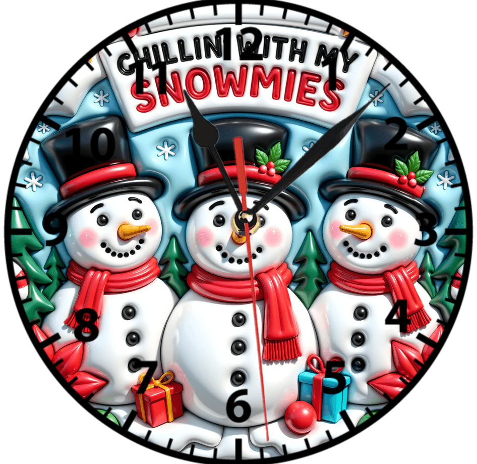 Kardan adam yılbaşı noel christmas baskı metal duvar saati hediyelik ev dekorasyon