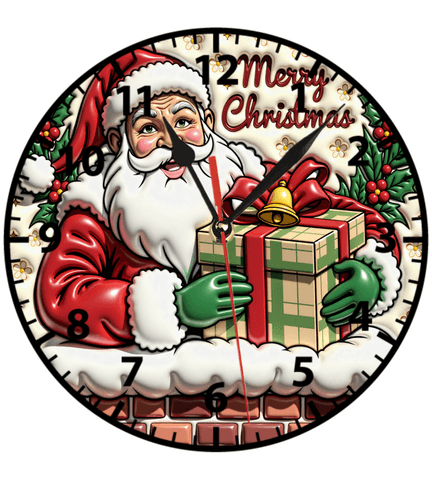 Noel baba christmas yılbaşı baskı metal duvar saati hediyelik ev dekorasyon