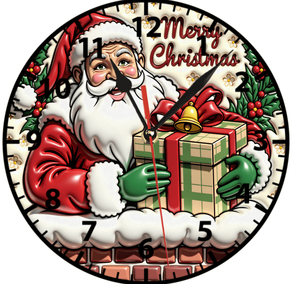 Noel baba christmas yılbaşı baskı metal duvar saati hediyelik ev dekorasyon