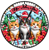 Sevimli kediler yılbaşı noel christmas baskı metal duvar saati hediyelik ev dekorasyon
