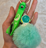 Sevimli ponpon yeşil astronot anahtarlık çanta aksesuarı