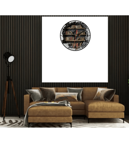 Kitaplık baskı metal duvar saati hediyelik ev dekorasyon