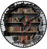 Kitaplık baskı metal duvar saati hediyelik ev dekorasyon