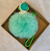 Sevimli ponpon yeşil astronot anahtarlık çanta aksesuarı