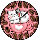 Kahve ve kedi baskı metal duvar saati hediyelik ev dekorasyon