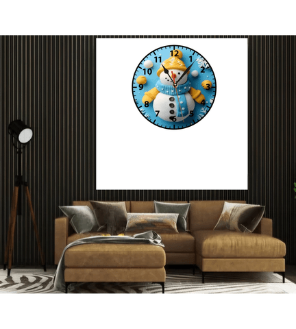 Kardan adam yılbaşı baskı metal duvar saati hediyelik ev dekorasyon