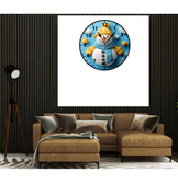 Kardan adam yılbaşı baskı metal duvar saati hediyelik ev dekorasyon