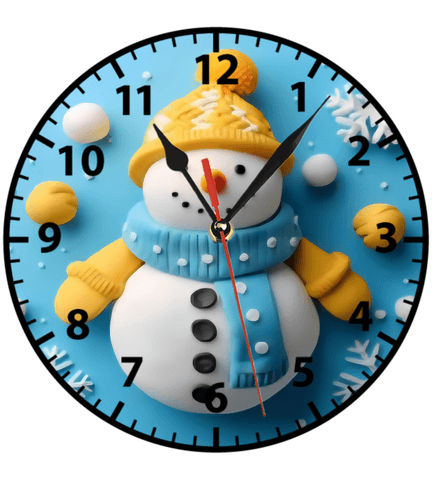 Kardan adam yılbaşı baskı metal duvar saati hediyelik ev dekorasyon