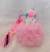 Sevimli ponpon pembe astronot anahtarlık çanta aksesuarı