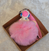 Sevimli ponpon pembe astronot anahtarlık çanta aksesuarı