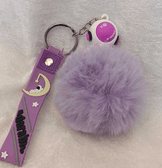 Sevimli ponpon mor astronot anahtarlık çanta aksesuarı