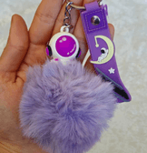 Sevimli ponpon mor astronot anahtarlık çanta aksesuarı