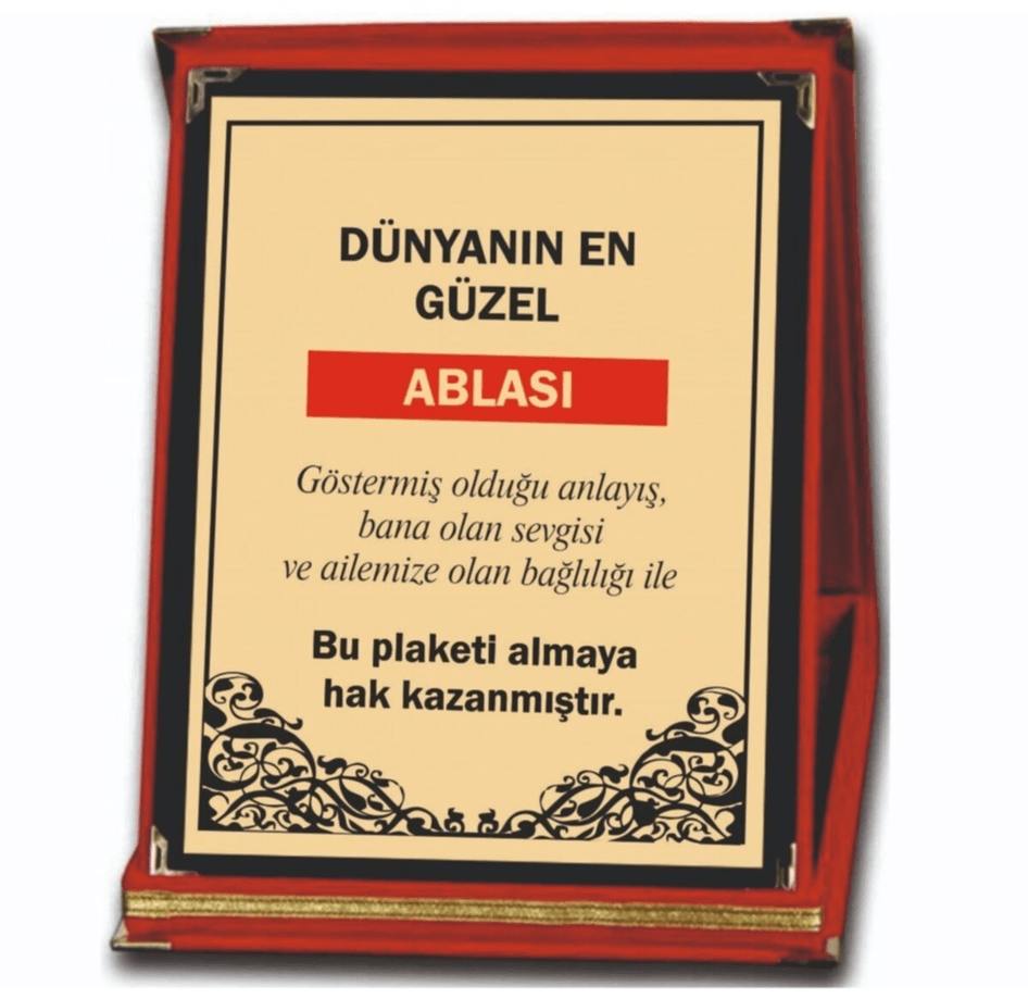 Orta Boy Abla Abi Kardeş Plaketi